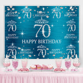 Blau Und Funkeln Krone Glücklich 70 Geburtstag Hintergrund